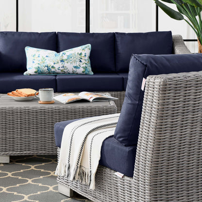 Conway 5-Piece Outdoor Patio Wicker Rattan Furniture Set in Light Gray Navy by Modway (5097)