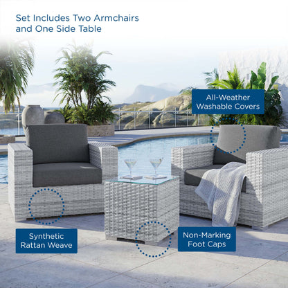 Convene 3-Piece Outdoor Patio Set in Light Gray Charcoal by Modway (EEI-5444)