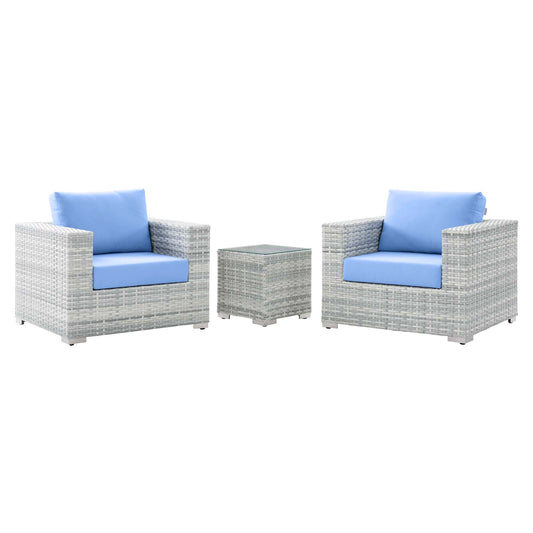 Convene 3-Piece Outdoor Patio Set in Light Gray Light Blue by Modway (EEI-5444)