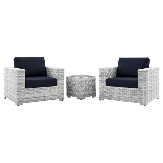 Convene 3-Piece Outdoor Patio Set in Light Gray Navy by Modway (EEI-5444)