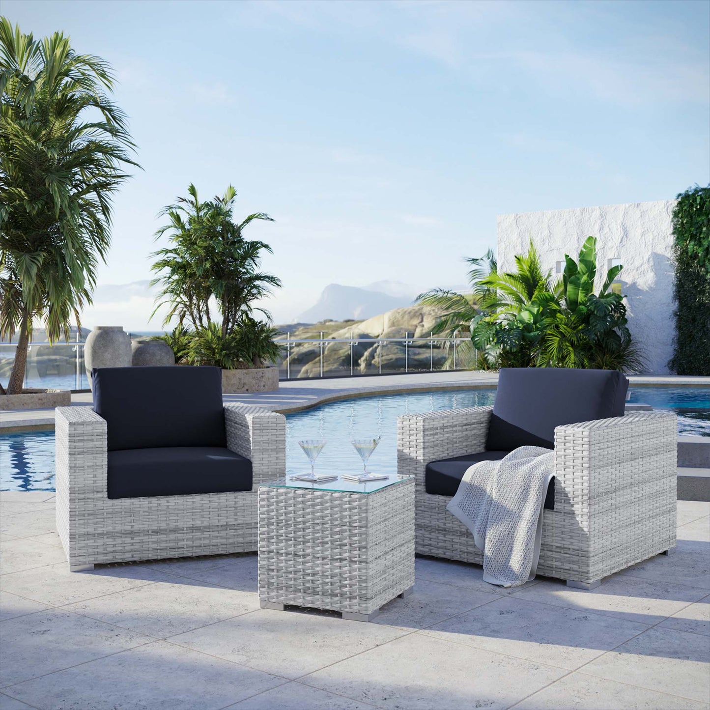Convene 3-Piece Outdoor Patio Set in Light Gray Navy by Modway (EEI-5444)