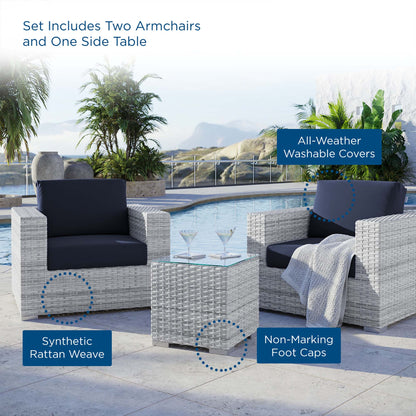 Convene 3-Piece Outdoor Patio Set in Light Gray Navy by Modway (EEI-5444)