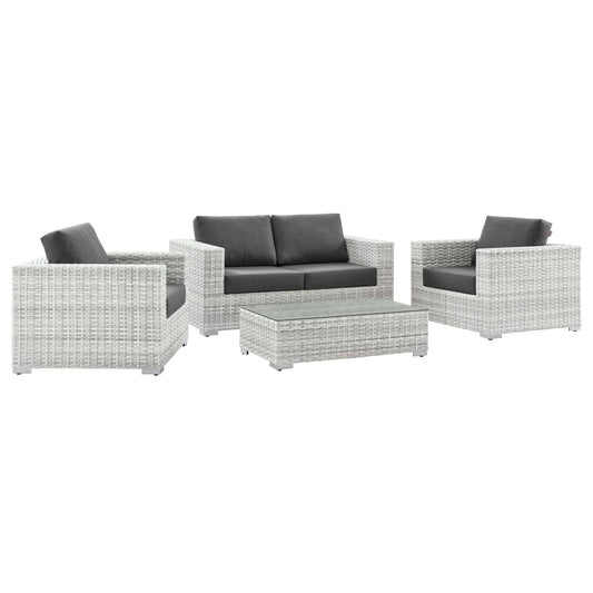 Convene 4-Piece Outdoor Patio Set in Light Gray Charcoal by Modway (EEI-5446)