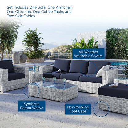Convene 6-Piece Outdoor Patio Set in Light Gray Navy by Modway (EEI-5449)