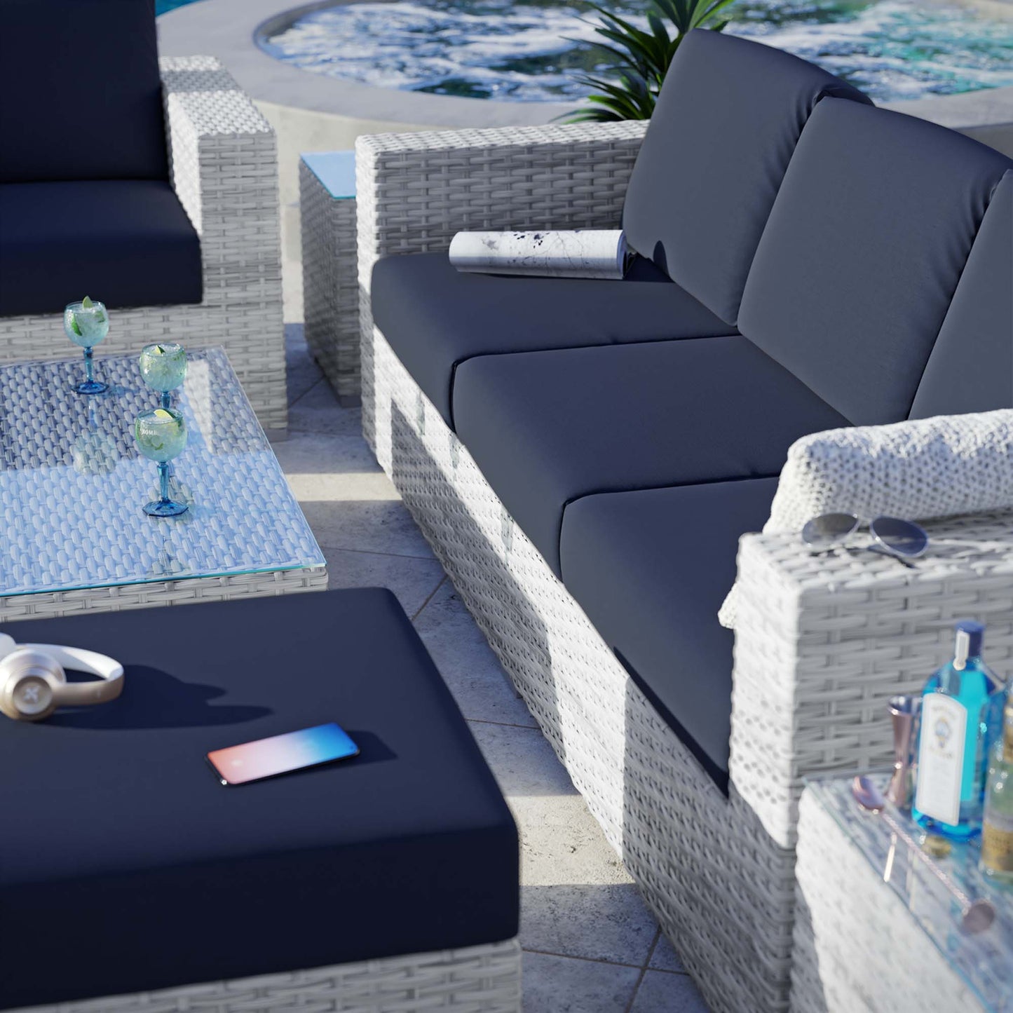 Convene 6-Piece Outdoor Patio Set in Light Gray Navy by Modway (EEI-5449)