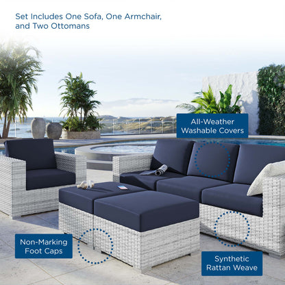 Convene 4-Piece Outdoor Patio Set in Light Gray Navy by Modway (EEI-5451)