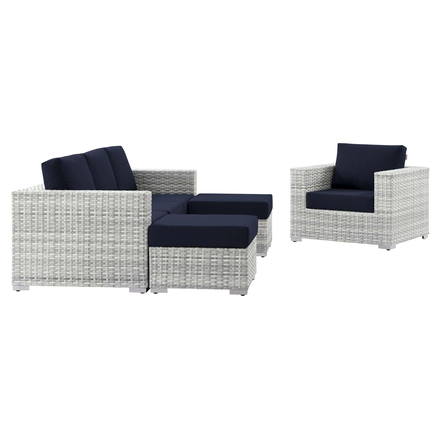 Convene 4-Piece Outdoor Patio Set in Light Gray Navy by Modway (EEI-5451)