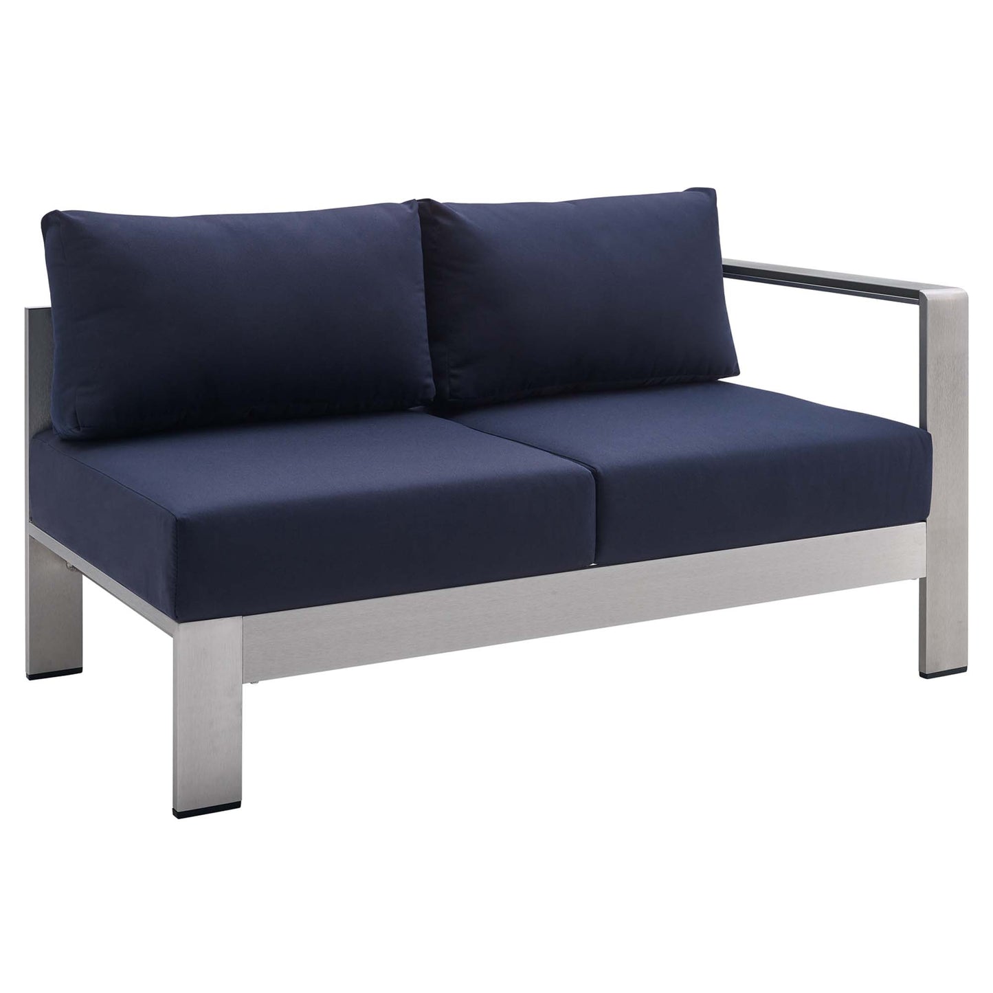 Shore Aluminum 7-Piece Sectional Sofa Set - Silver Navy by Modway