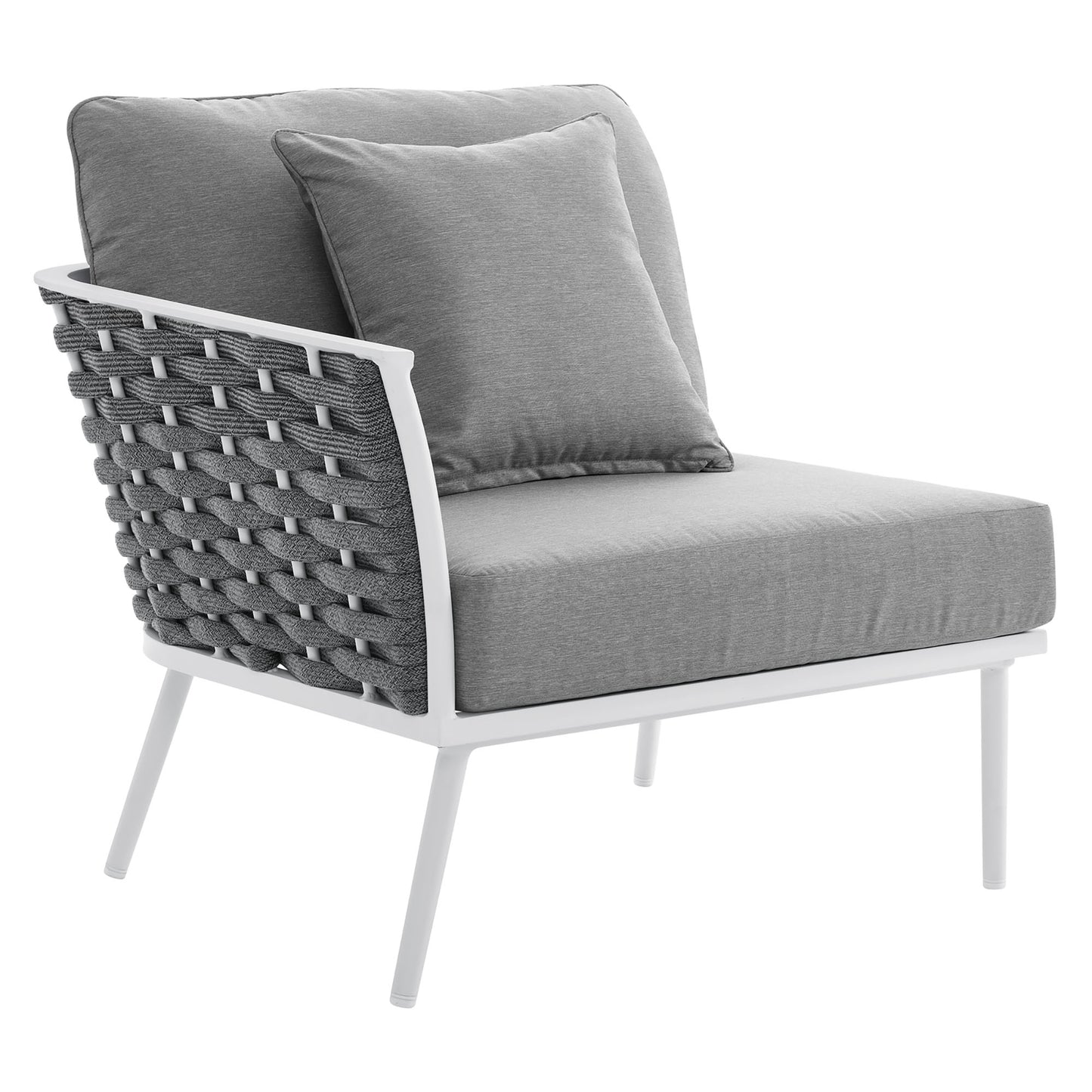 Stance Outdoor Patio Aluminum Left-Facing Armchair in White Gray by Modway (5565)