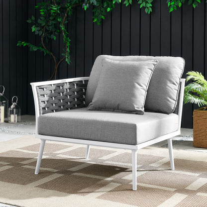 Stance Outdoor Patio Aluminum Left-Facing Armchair in White Gray by Modway (5565)