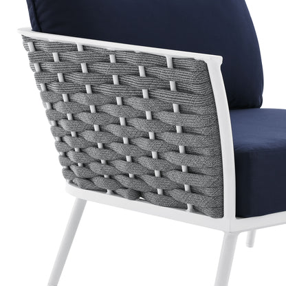 Stance Outdoor Patio Aluminum Left-Facing Armchair in White Navy by Modway (5565)