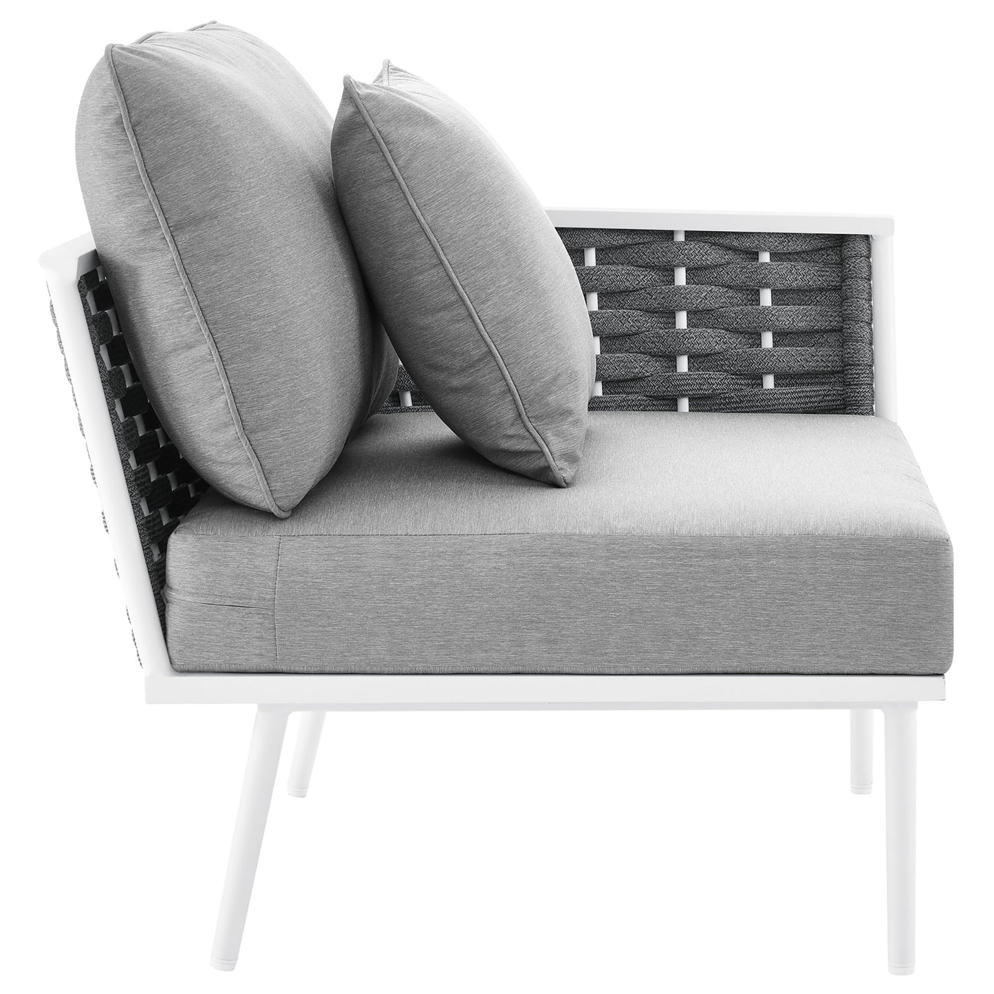 Stance Outdoor Patio Aluminum Right-Facing Armchair in White Gray by Modway (5566)