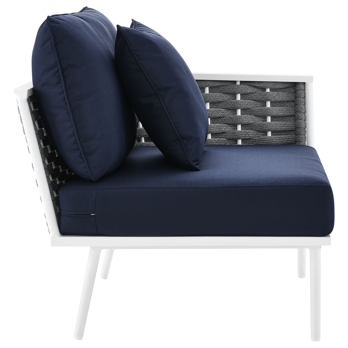 Stance Outdoor Patio Aluminum Right-Facing Armchair in White Navy by Modway (5566)