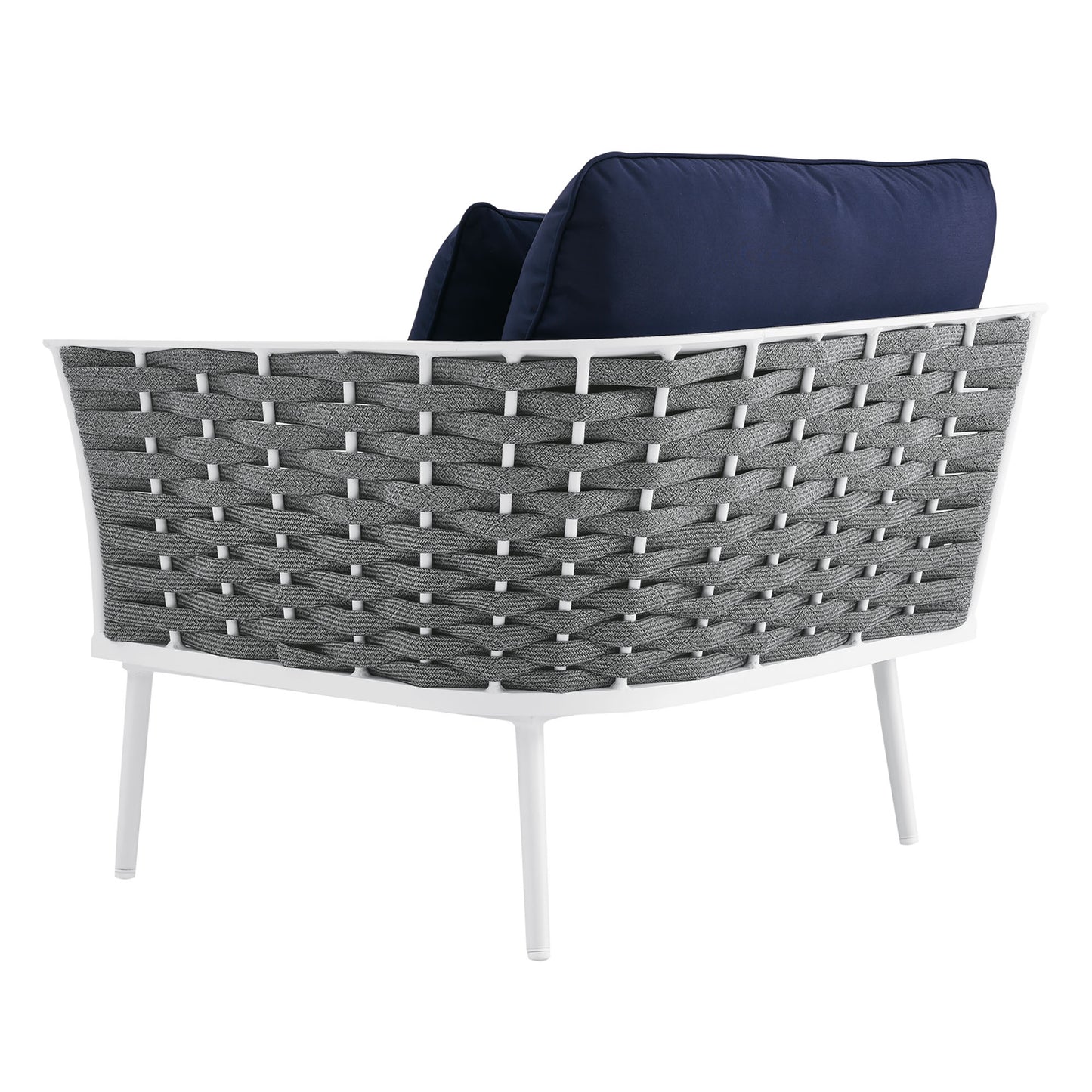 Stance Outdoor Patio Aluminum Right-Facing Armchair in White Navy by Modway (5566)