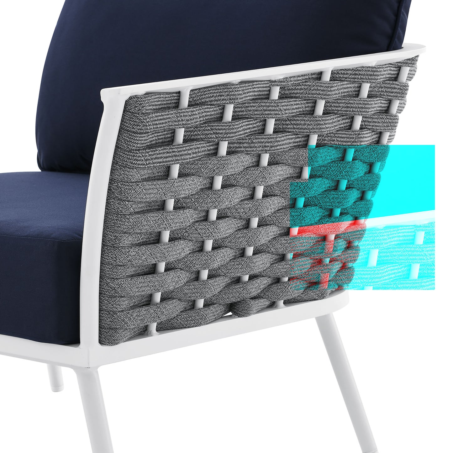 Stance Outdoor Patio Aluminum Right-Facing Armchair in White Navy by Modway (5566)