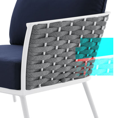 Stance Outdoor Patio Aluminum Right-Facing Armchair in White Navy by Modway (5566)