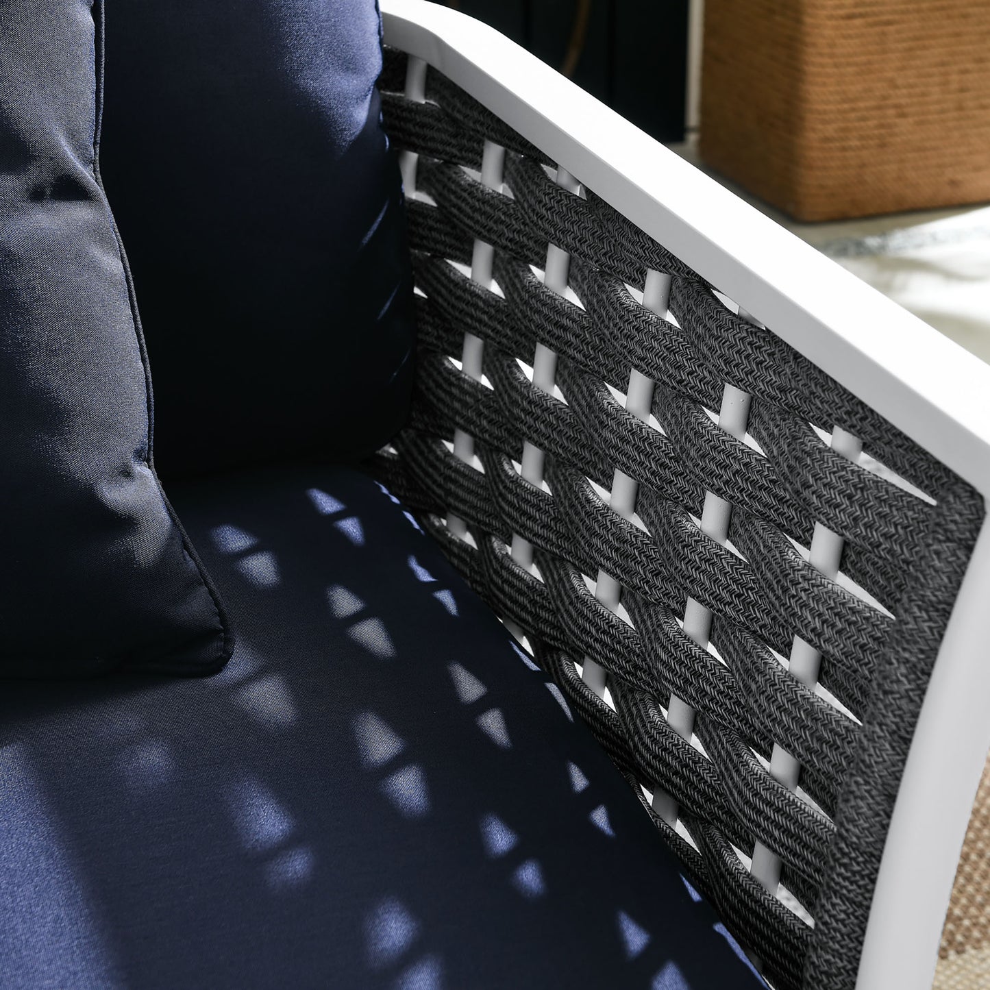 Stance Outdoor Patio Aluminum Right-Facing Armchair in White Navy by Modway (5566)