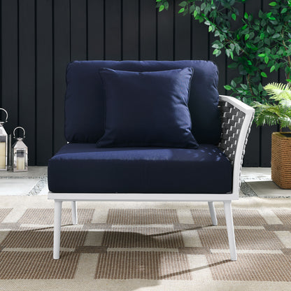 Stance Outdoor Patio Aluminum Right-Facing Armchair in White Navy by Modway (5566)