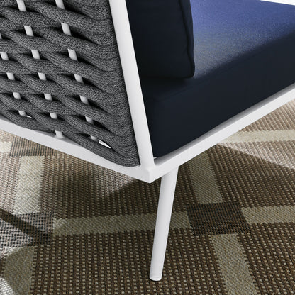 Stance Outdoor Patio Aluminum Corner Chair in White Navy by Modway (5567)