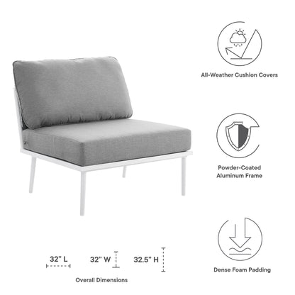 Stance Outdoor Patio Aluminum Armless Chair in White Gray by Modway (5568)