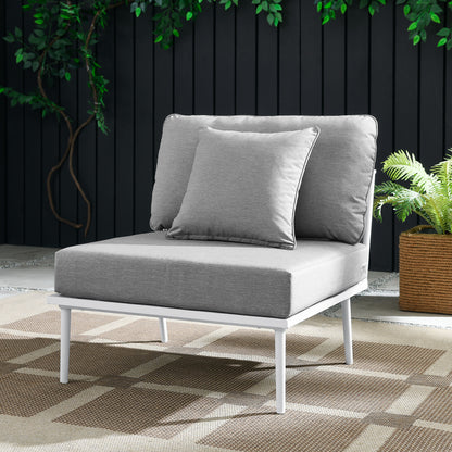 Stance Outdoor Patio Aluminum Armless Chair in White Gray by Modway (5568)
