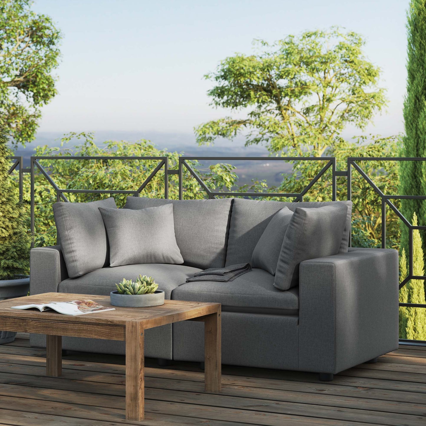 Commix Overstuffed Outdoor Patio Loveseat in Charcoal by Modway (5576)