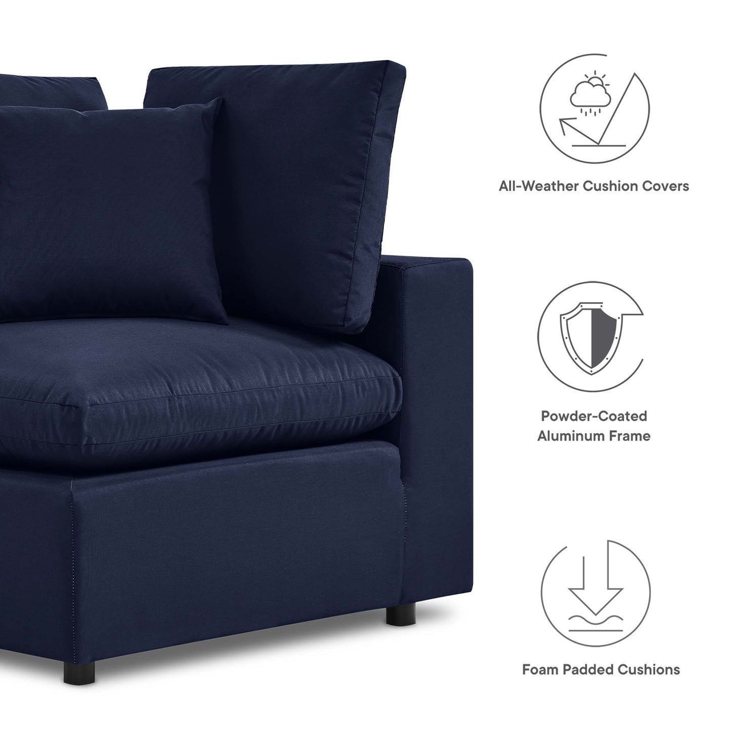 Commix Overstuffed Outdoor Patio Loveseat in Navy by Modway (5576)