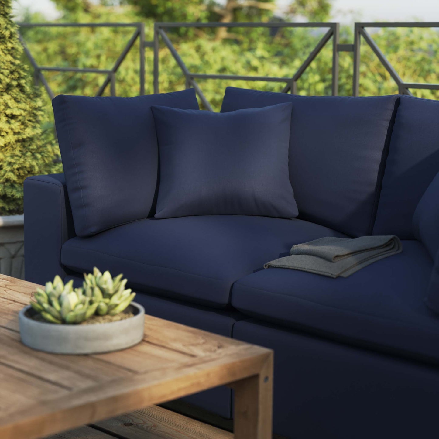 Commix Overstuffed Outdoor Patio Loveseat in Navy by Modway (5576)