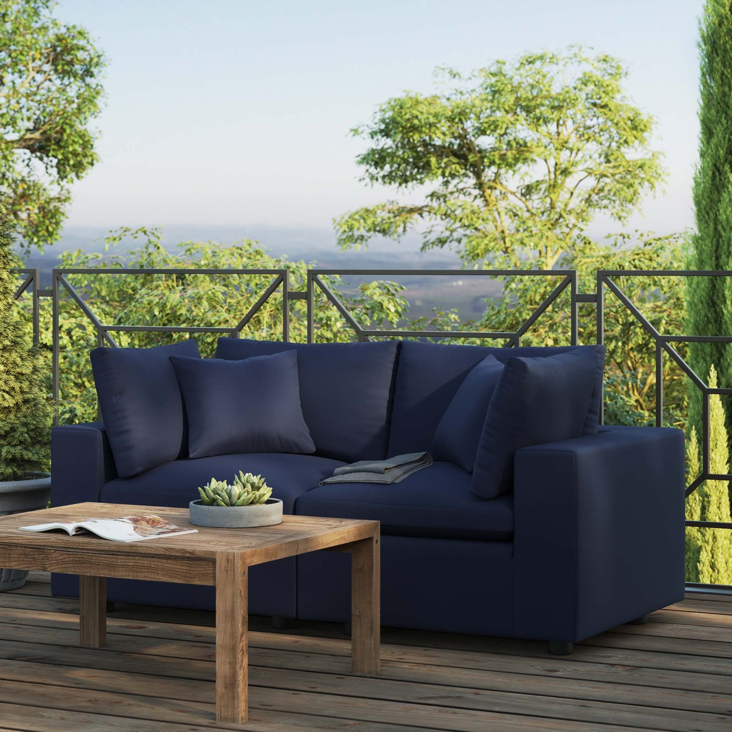Commix Overstuffed Outdoor Patio Loveseat in Navy by Modway (5576)