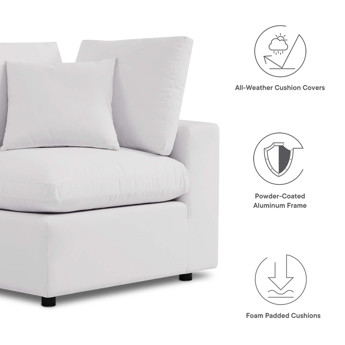 Commix Overstuffed Outdoor Patio Loveseat in White by Modway (5576)