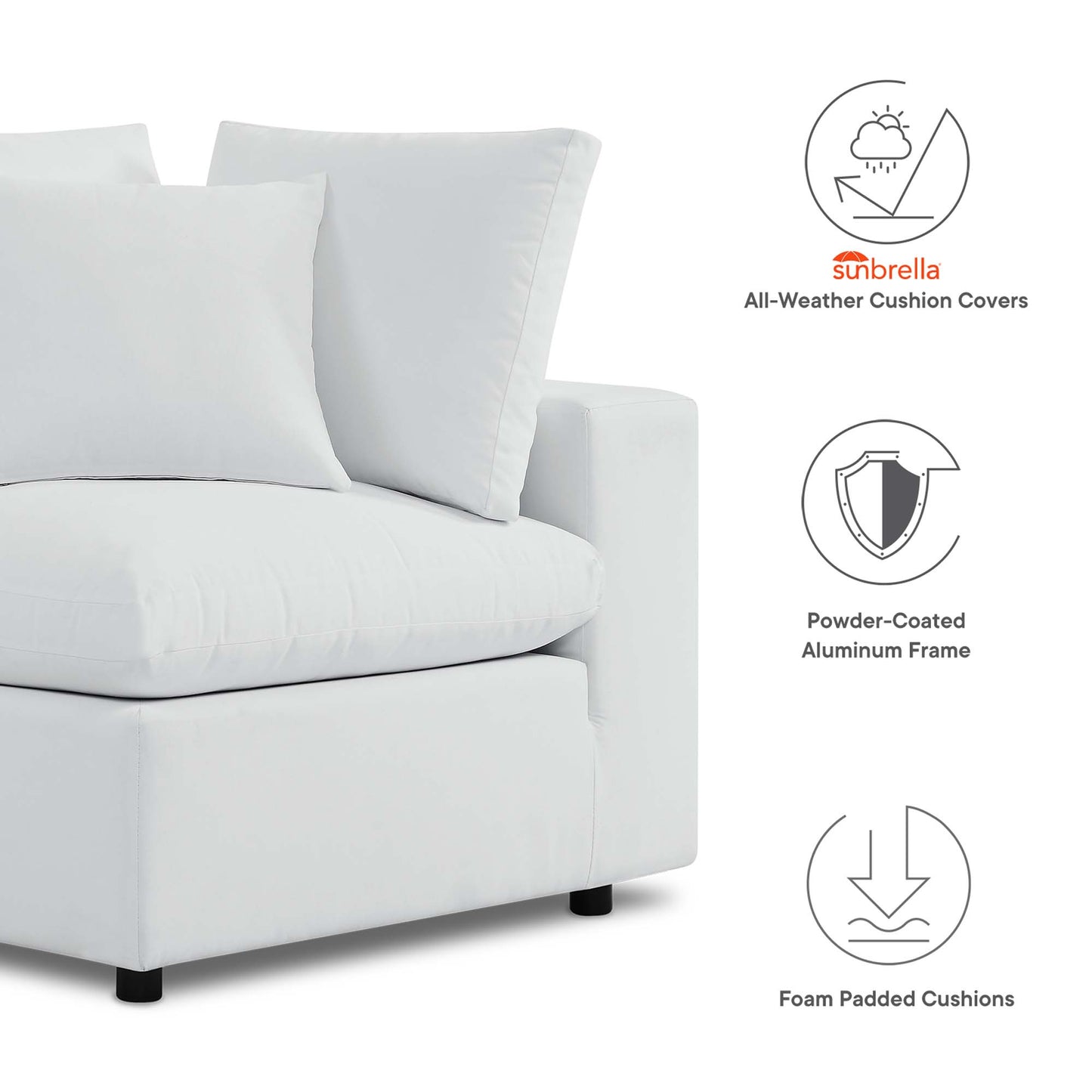 Commix Sunbrella Outdoor Patio Loveseat in White by Modway (5577)