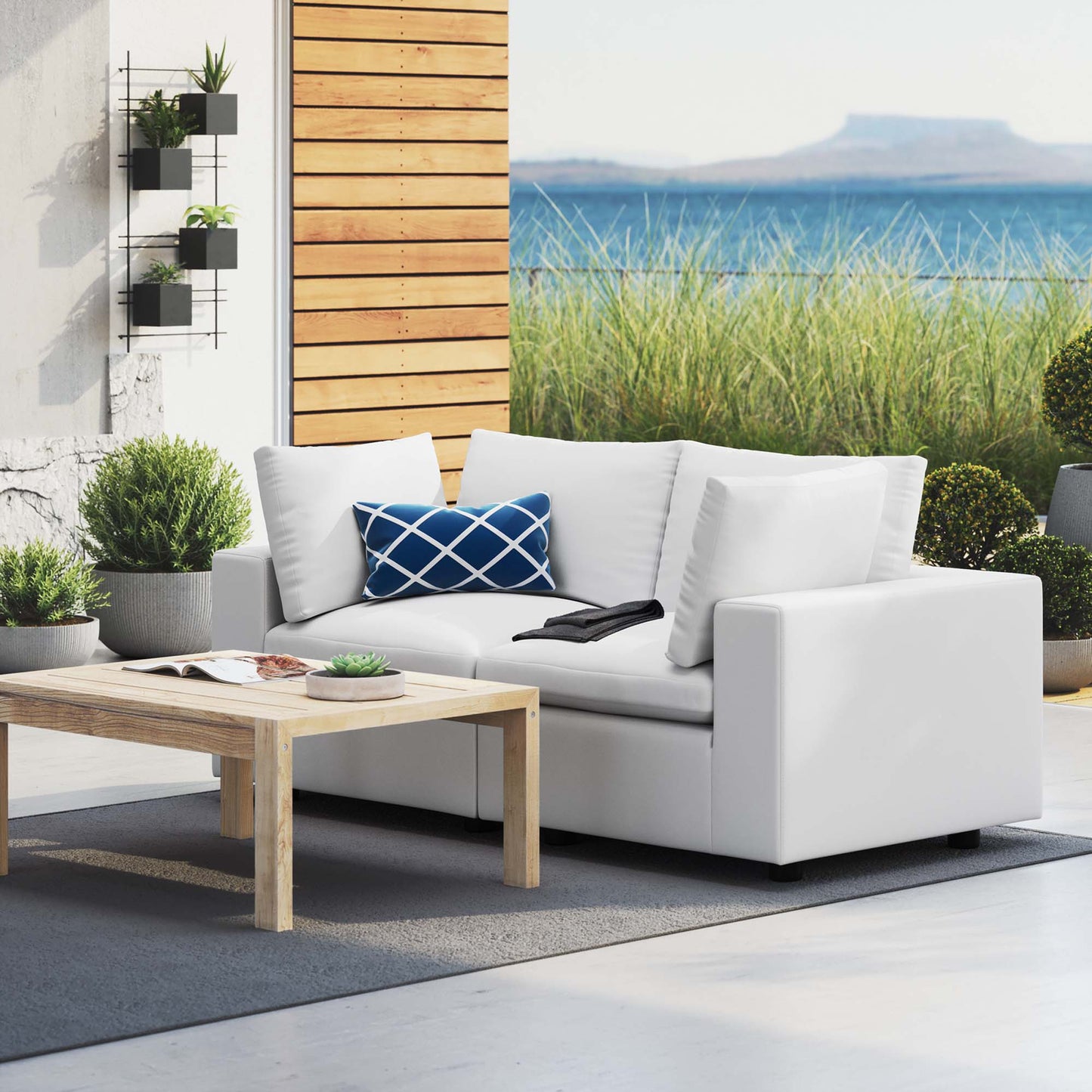 Commix Sunbrella Outdoor Patio Loveseat in White by Modway (5577)