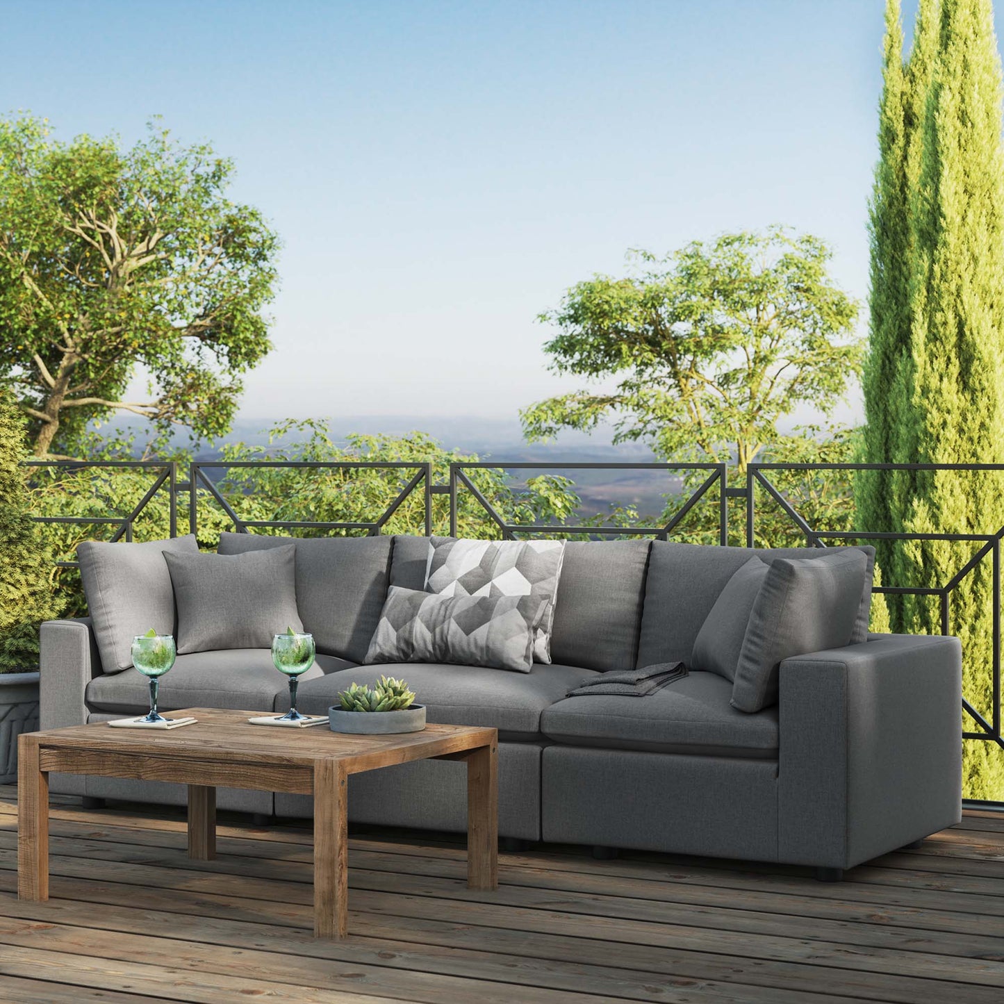Commix Overstuffed Outdoor Patio Sofa in Charcoal by Modway (5578)