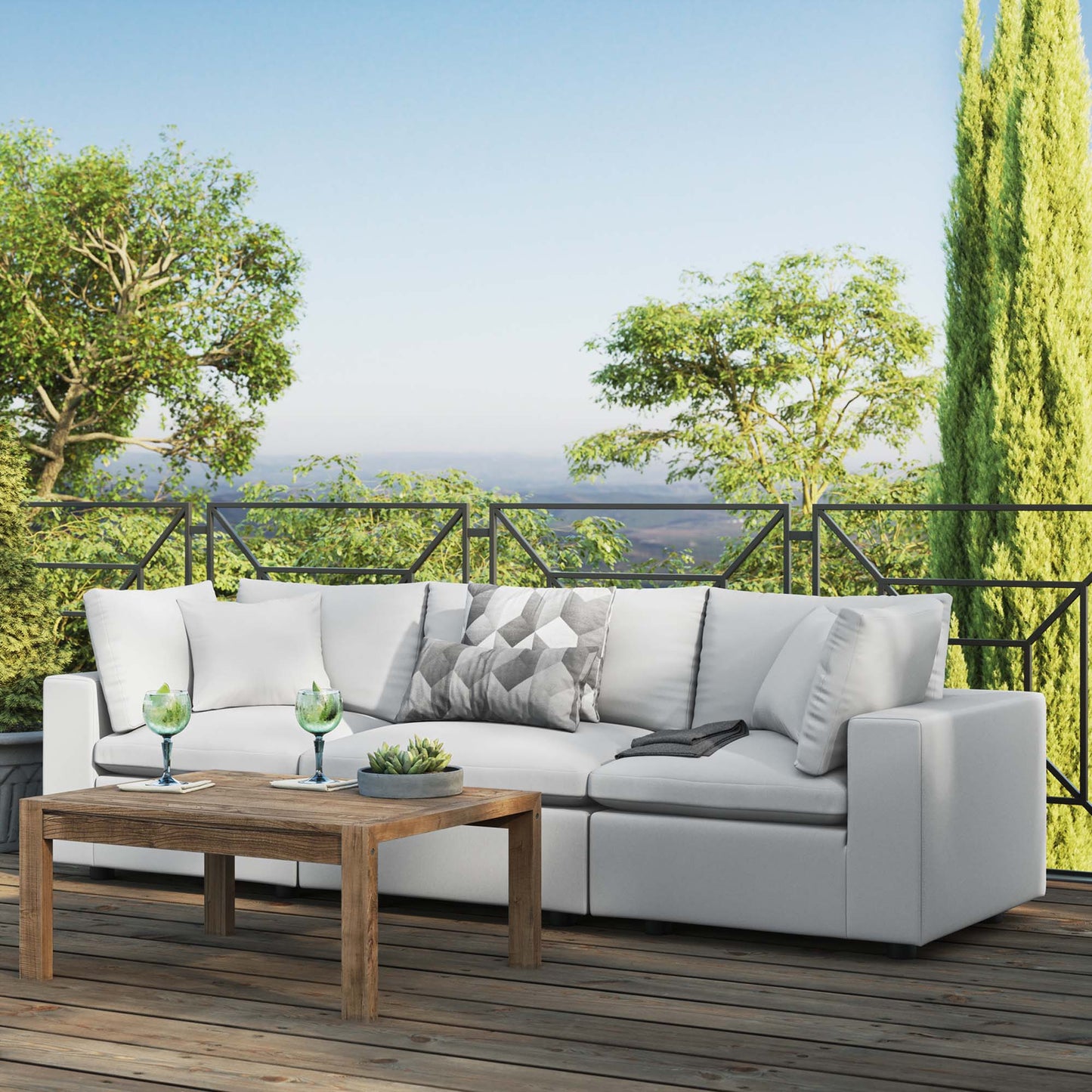 Commix Overstuffed Outdoor Patio Sofa in White by Modway (5578)