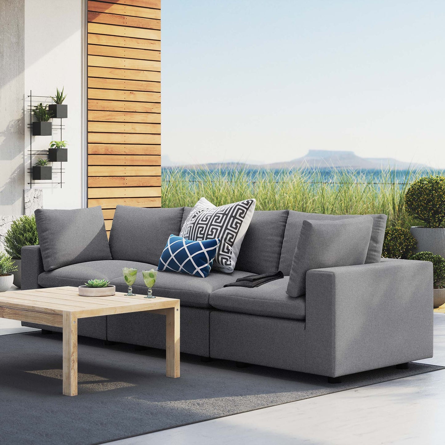 Commix Sunbrella Outdoor Patio Sofa in Gray by Modway (5579)
