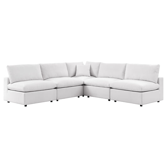 Commix 5-Piece Outdoor Patio Sectional Sofa in White by Modway (5587)