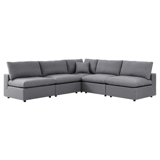 Commix 5-Piece Sunbrella Outdoor Patio Sectional Sofa in Gray by Modway (5588)