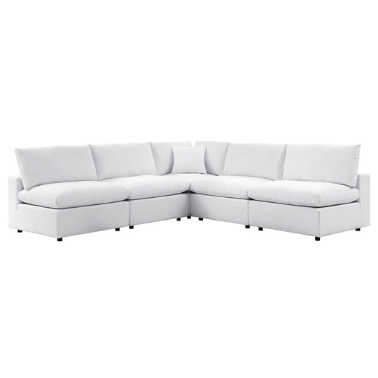 Commix 5-Piece Sunbrella Outdoor Patio Sectional Sofa in White by Modway (5588)