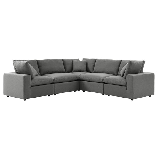Commix 5-Piece Outdoor Patio Sectional Sofa in Charcoal by Modway (5589)