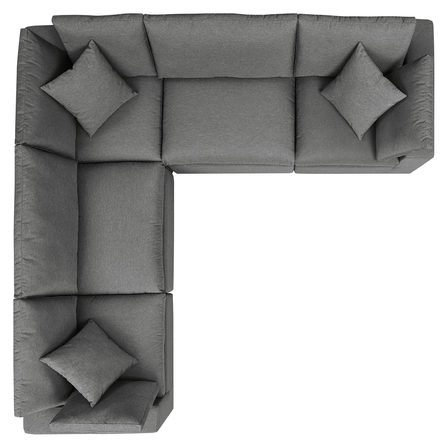 Commix 5-Piece Outdoor Patio Sectional Sofa in Charcoal by Modway (5589)