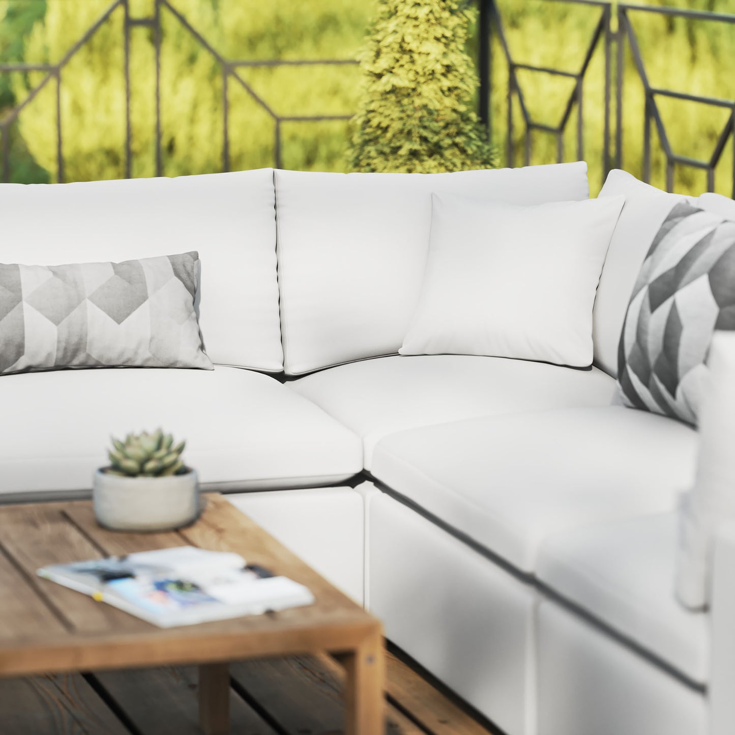 Commix 5-Piece Outdoor Patio Sectional Sofa in White by Modway (5589)