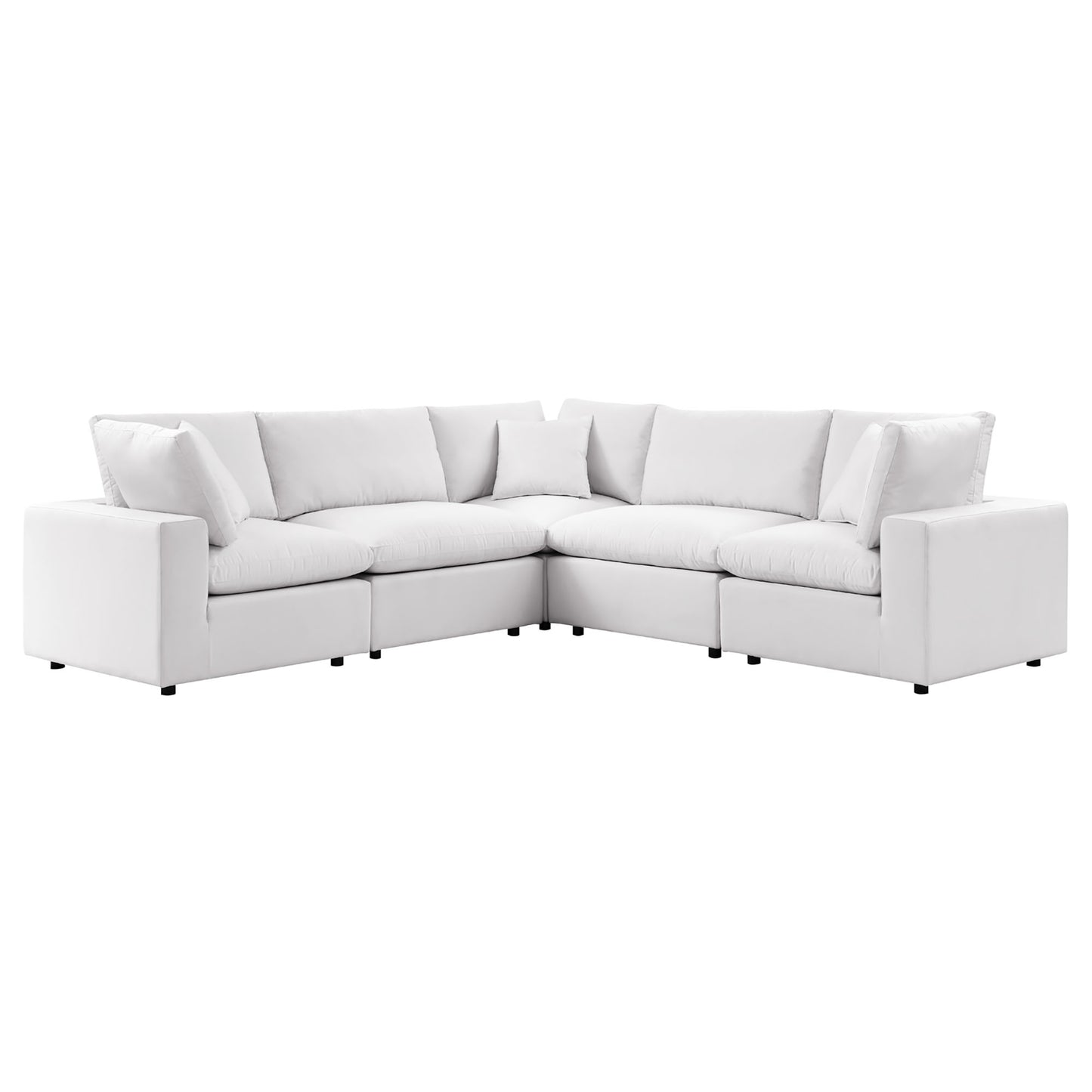 Commix 5-Piece Outdoor Patio Sectional Sofa in White by Modway (5589)