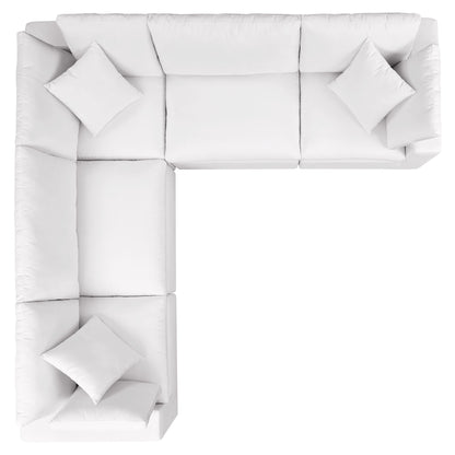 Commix 5-Piece Outdoor Patio Sectional Sofa in White by Modway (5589)