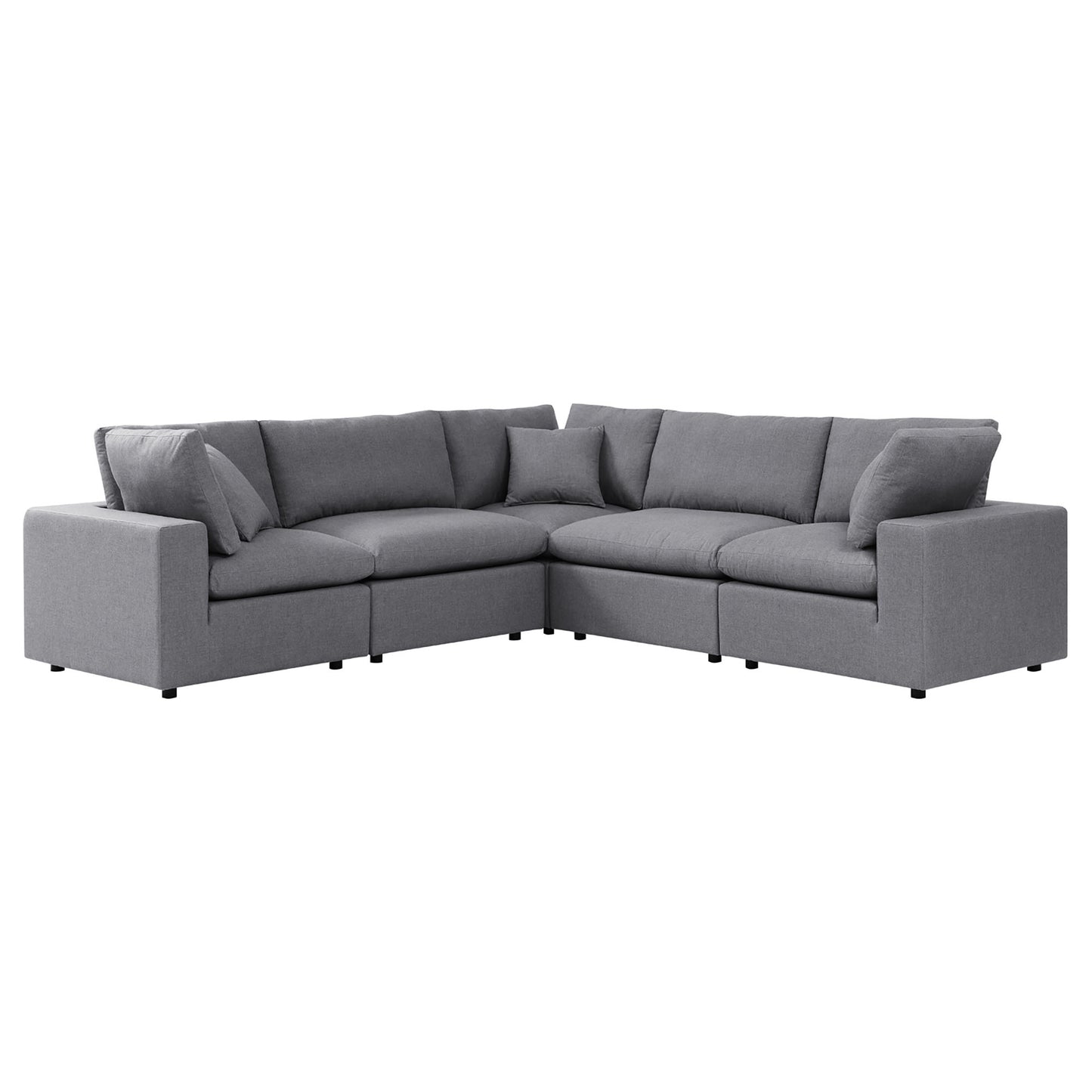 Commix 5-Piece Sunbrella Outdoor Patio Sectional Sofa in Gray by Modway (5590)