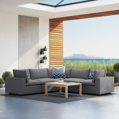Commix 5-Piece Sunbrella Outdoor Patio Sectional Sofa in Gray by Modway (5590)