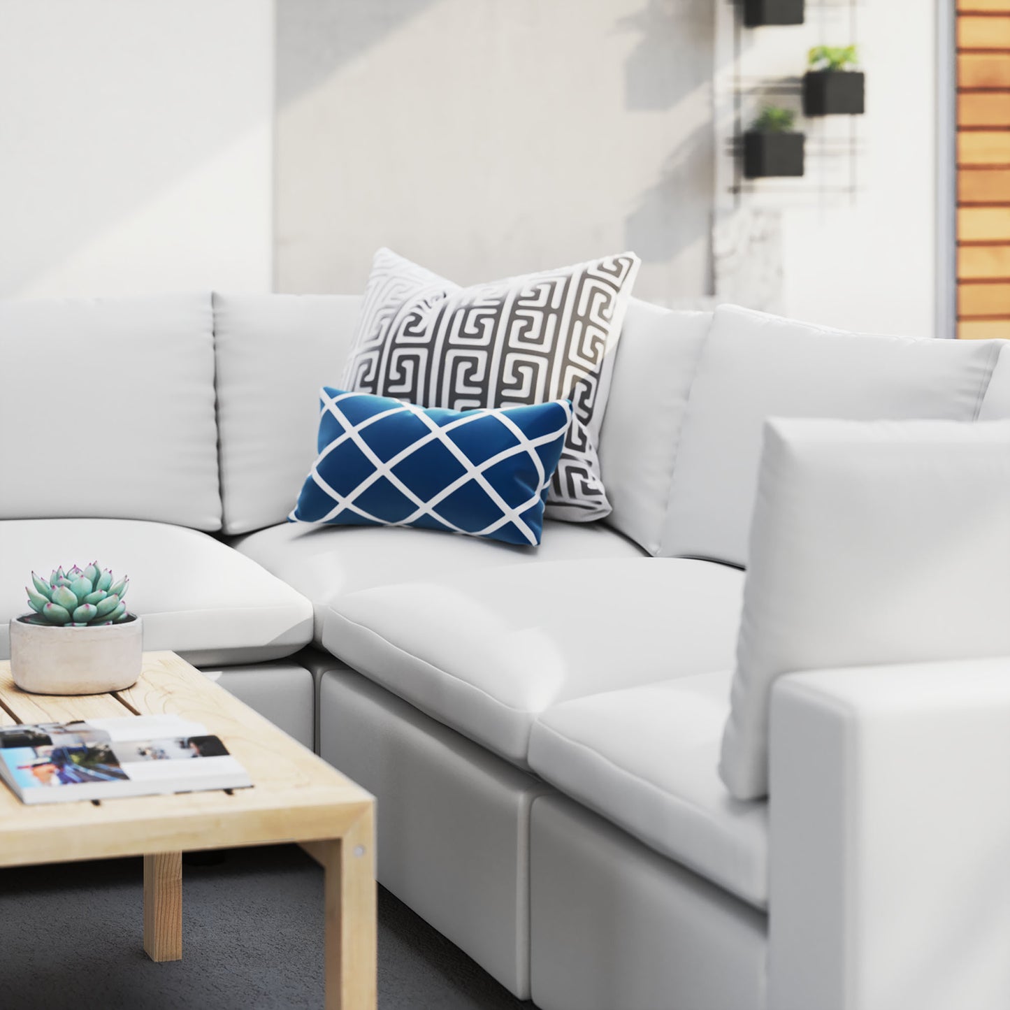 Commix 5-Piece Sunbrella Outdoor Patio Sectional Sofa in White by Modway (5590)