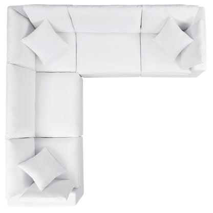 Commix 5-Piece Sunbrella Outdoor Patio Sectional Sofa in White by Modway (5590)