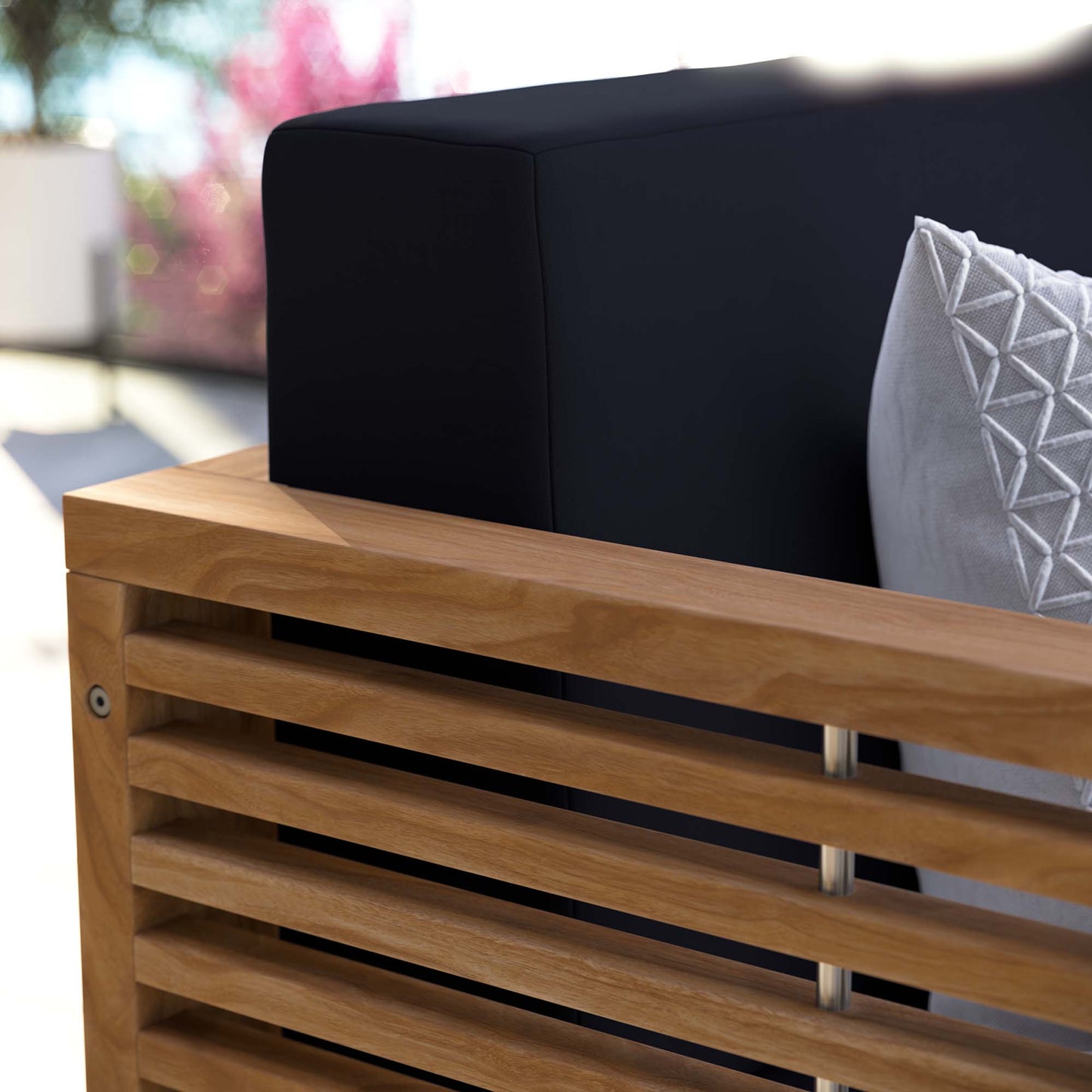 Carlsbad Teak Wood Outdoor Patio Loveseat in Natural Navy by Modway (5605)