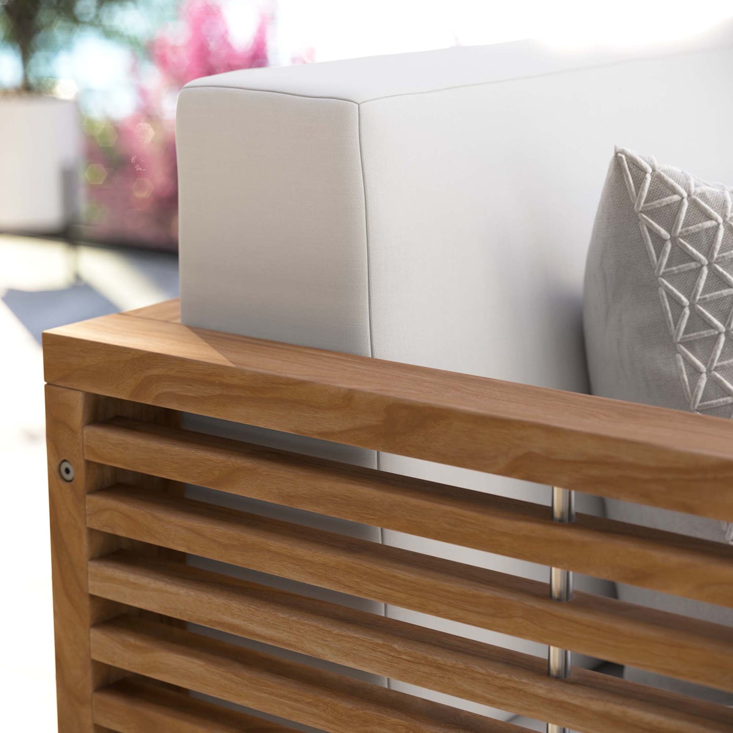 Carlsbad Teak Wood Outdoor Patio Loveseat in Natural White by Modway (5605)