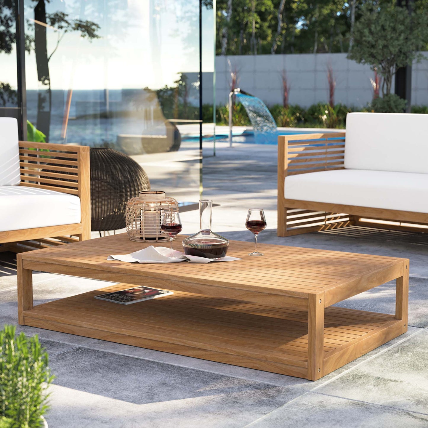 Carlsbad Teak Wood Outdoor Patio Coffee Table in Natural by Modway (5608)